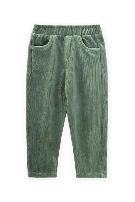 Pantalon en velours côtelé kaki vert, 1-8 ans