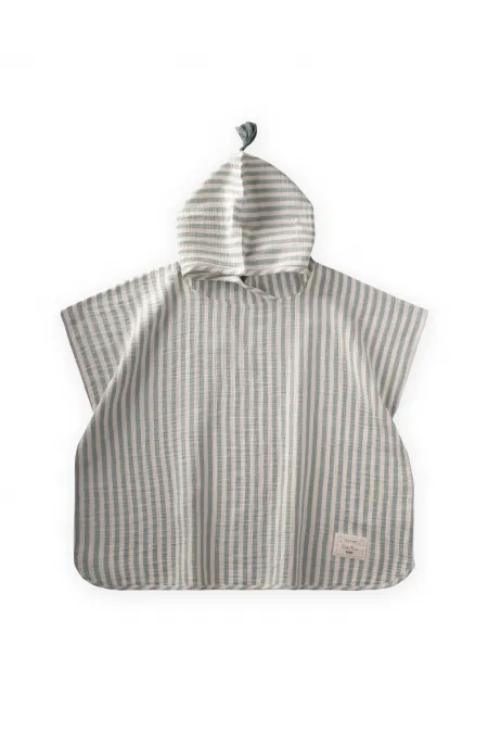 Poncho en mousseline rayé menthe standard Poncho en mousseline rayé menthe standard