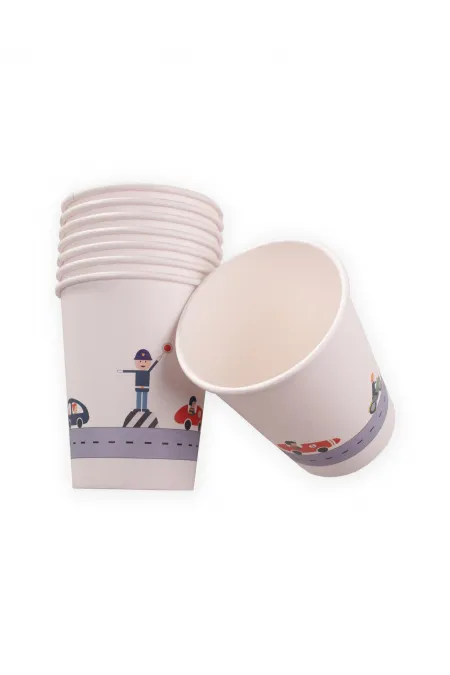 8'Lı Karton Bardak Trafik Desen