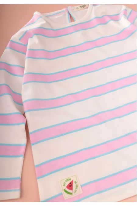 Striped Long Sleeve T-Shirt 2-8 Years Old Pink Blue Striped