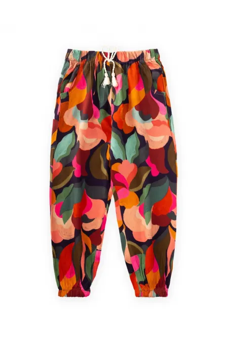 Patterned Viscose Trousers, Ages 2-10, Khaki Green