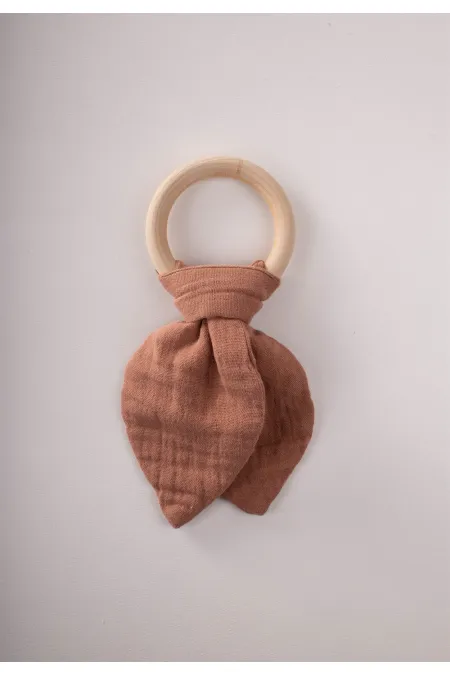 Wooden Muslin Fabric Teether, Light Brown