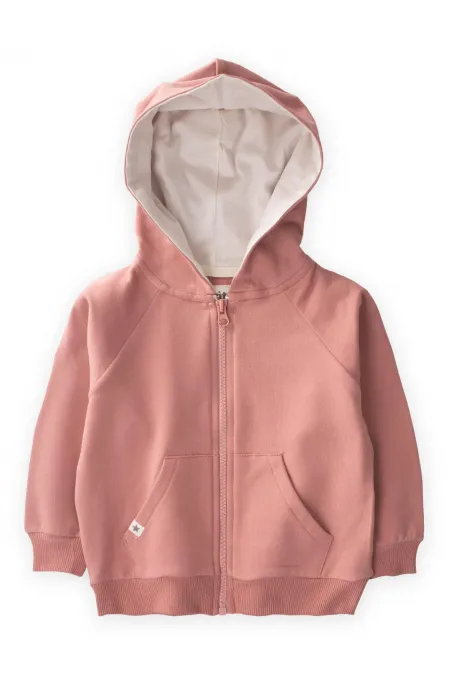 Kapşonlu Fermuarlı Hırka 1-14 Yaş Gül Kurusu