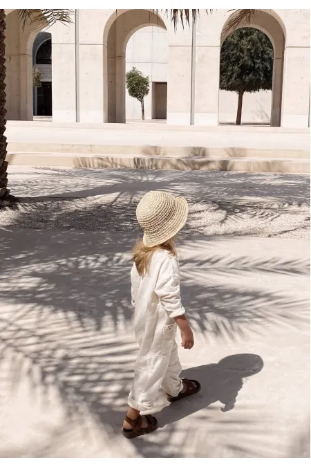 Flamlı Müslin Mevsimlik Tulum Naturel