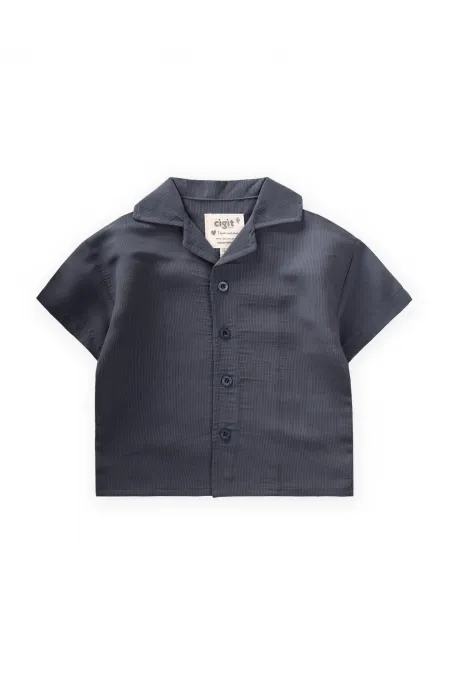 Chemise hawaïenne rayée en modal anthracite 1-8 ans
