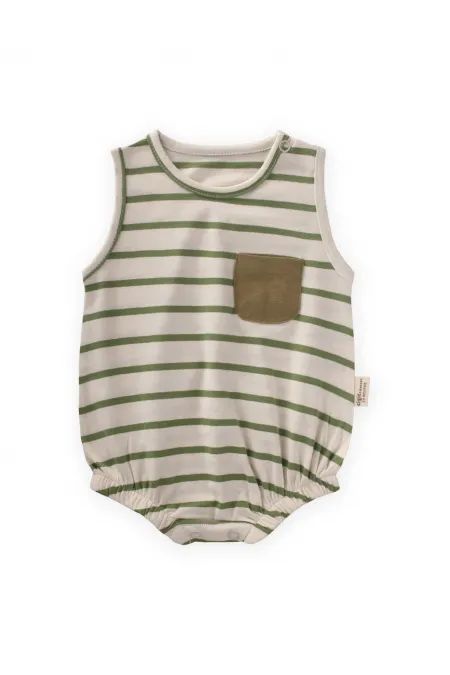 Çizgili Cepli Zıbın 0-3 Yaş Yağ Yeşili