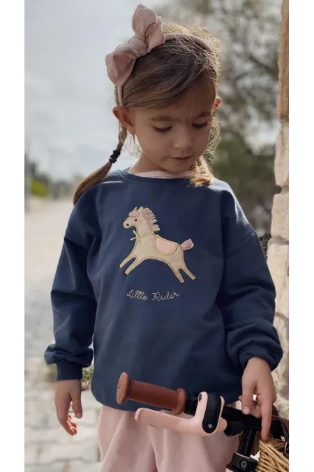 At Aplikeli Sweatshirt 1-6 Yaş Lacivert