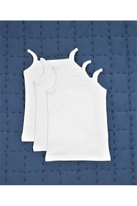Girls' Triple Ecru Tank Top with Rope Straps