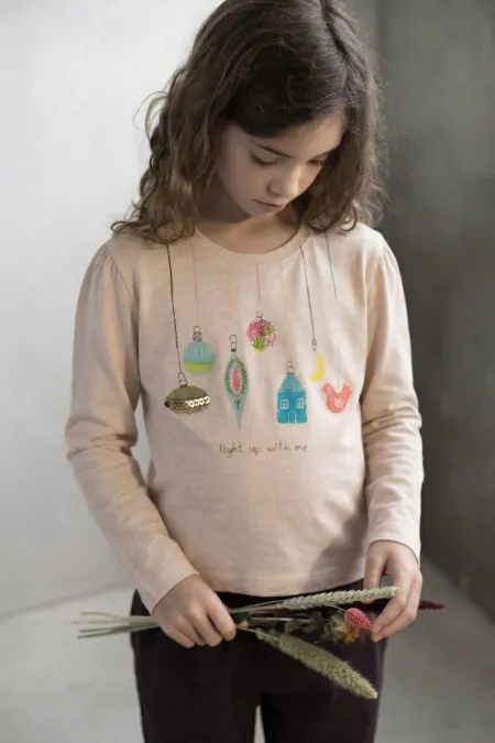 Authentic Printed Seasonal T-Shirt, Ages 1-7, Beige