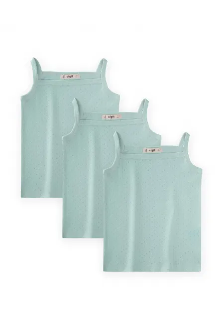 Triple Strappy Undershirt with Lace Trim, 2-9 Years Mint Green