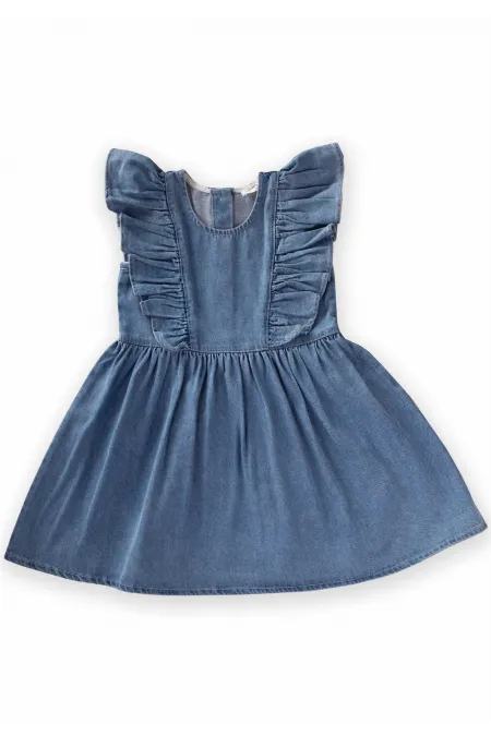 Robe en jean à épaules volantées, 2-7 ans, bleue