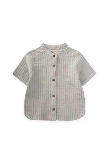 Chemise en mousseline bleue à double rayures, 2-10 ans