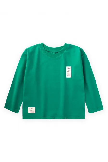 Etiket Detaylı Mevsimlik T-Shırt 2-10 Yaş Yeşil