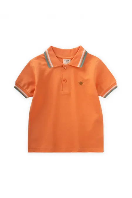 Polo Neck T-Shirt 2-10 Years Old Orange