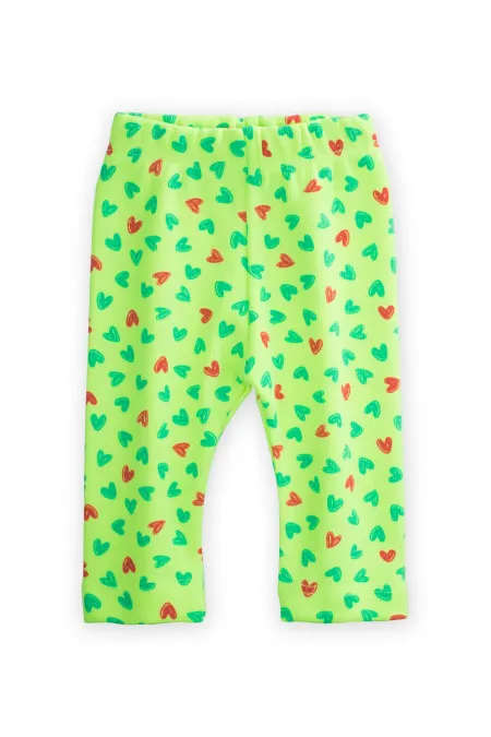 Leggings néon saisonniers pour filles de 0 à 5 ans, motif cœur vert