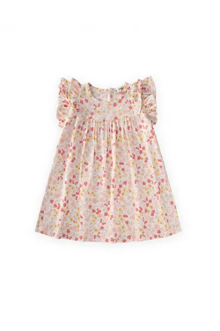 Robe à volants à motifs, 1-8 ans, écru