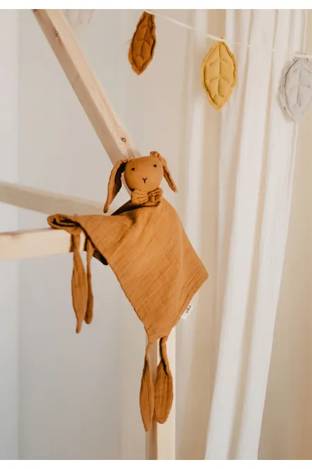 Tavşan Müslin Uyku Arkadaşı (Yıkanmıştır) 40X40 cm Hardal Sarı