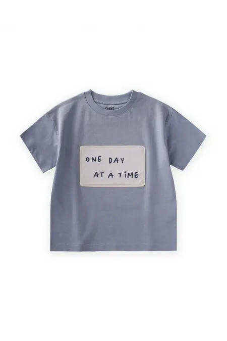 T-shirt à appliqué « Un jour à la fois », 2-10 ans, bleu pastel