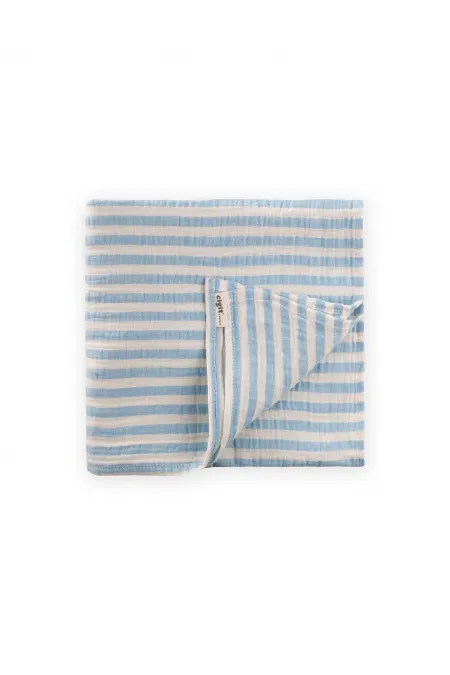 Couverture naturelle 90x100cm bleue à rayures épaisses