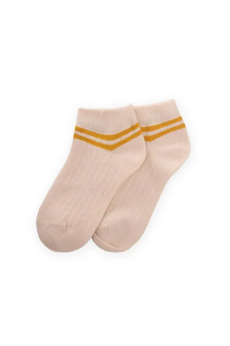 Zemin Ham  Bilekleri Çizgili Çocuk Patik 5-12 Yaş Hardal Sarı