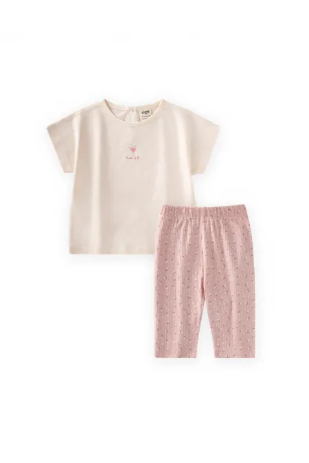 Knee-High Leggings and T-Shirt Set, Ages 1-7, Ecru