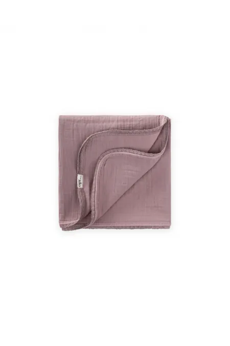 Lace Embroidered Single Layer Muslin Blanket 100x100 cm +/- 3 cm Copper