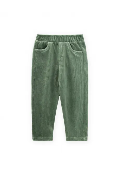 Fitilli Kadife Pantolon 1-8 Yaş Yeşil