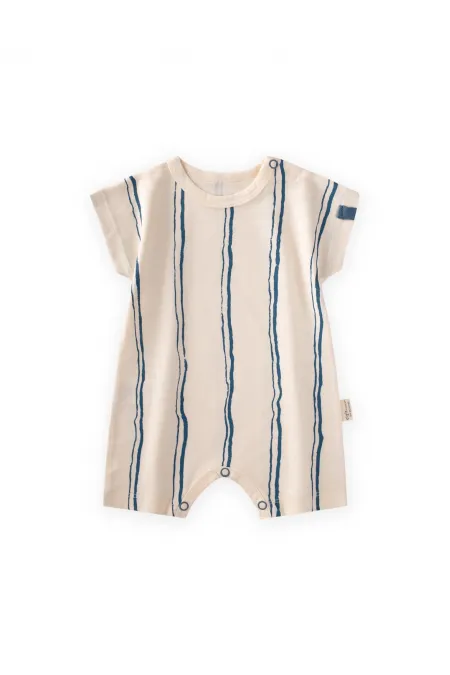 Barboteuse rayée 0-3 ans, blanc cassé