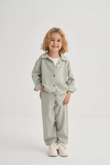 Gömlekli Tencel Takım 2-7 Yaş Mint Yeşil