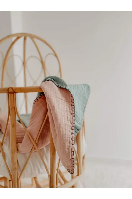 Muslin Double-Sided Handmade Baby Blanket (Washed) 100X100 cm Mint Powder