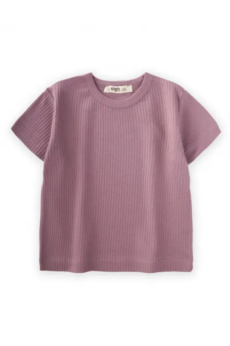 T-shirt côtelé basique 1-5 ans Lilas