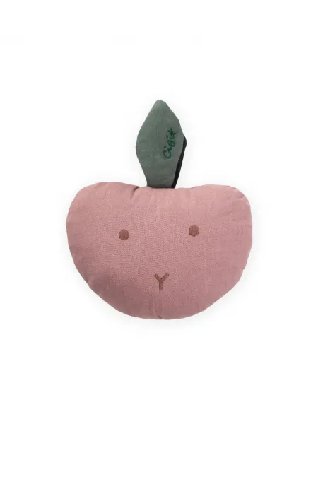 Hochet en mousseline en forme de pomme, rose séchée