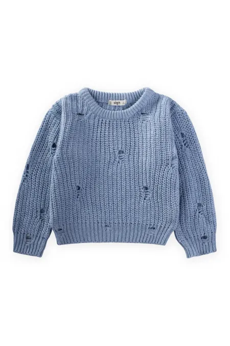 Pull Selanik en maille bleu, 2-8 ans