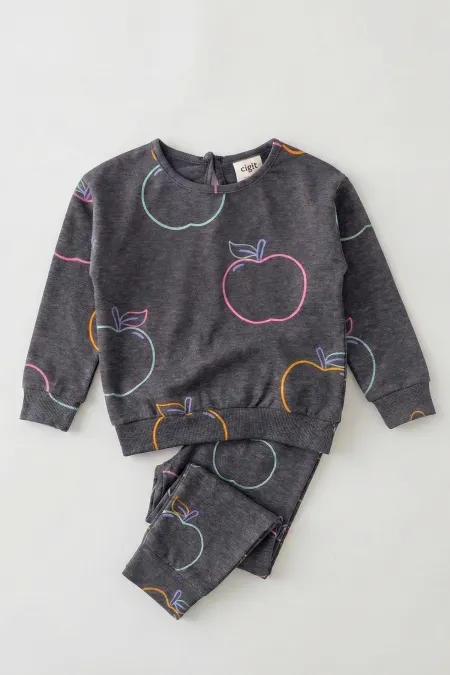 Ensemble pyjama pour enfants de 2 à 9 ans, gris chiné