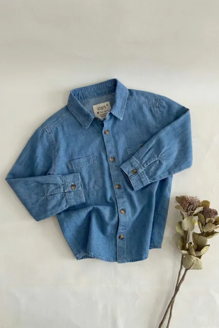 Chemise en jean bleue pour enfants de 2 à 8 ans