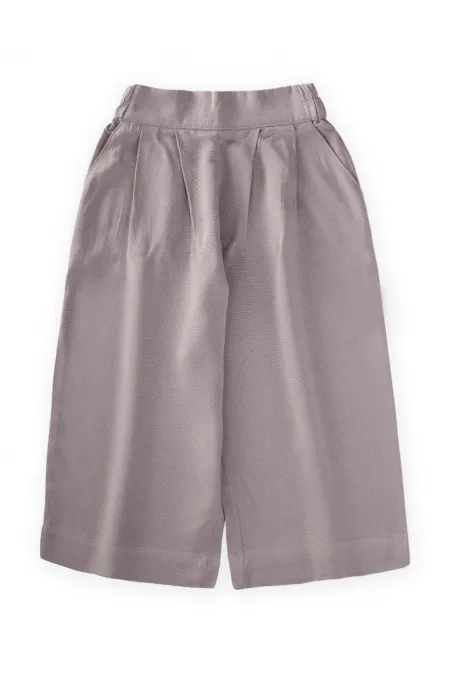 Pileli Bol Pantolon 2-7 Yaş Açık Gri