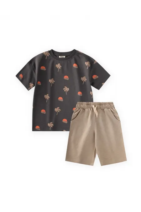 Patterned Capri T-Shirt Set, Ages 2-12, Grey