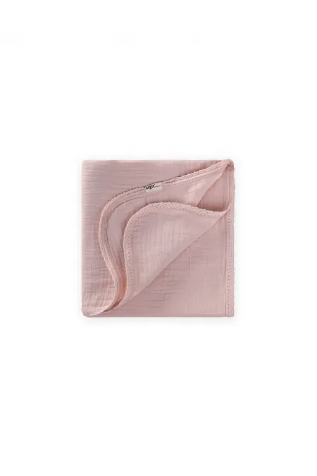 Lace Embroidered Single Layer Muslin Blanket 100x100 cm +/- 3 cm Powder Pink