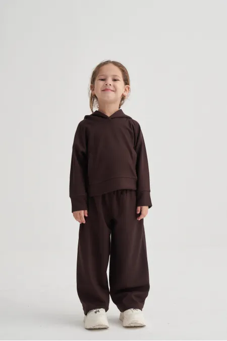 Modal Bol Paça Takım 2-7 Yaş Kahve