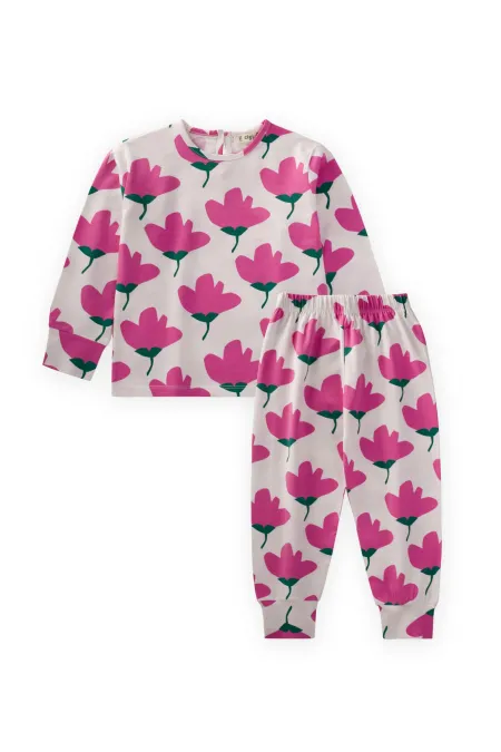 Patterned Pajama Set for 2-10 Years Old Tulip Pattern