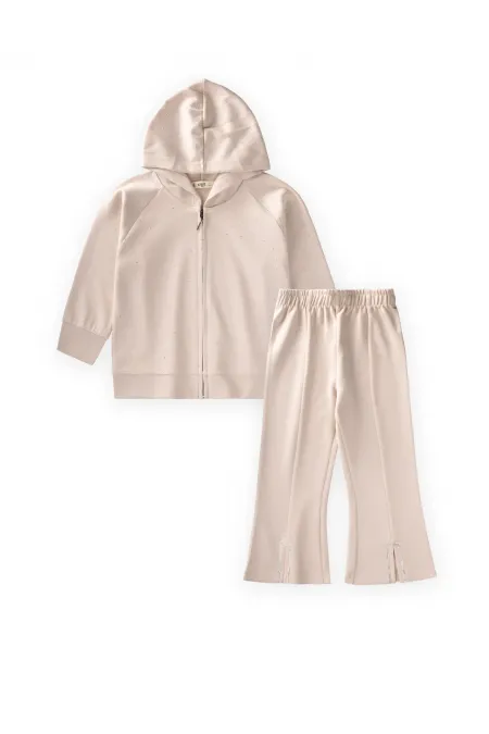 Modal Set with Zipper and Stone Embellishments, Ages 3-8, Beige