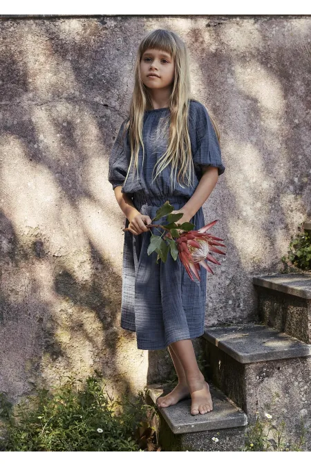 Robe rustique bio pour fille de 2 à 9 ans, couleur fumée