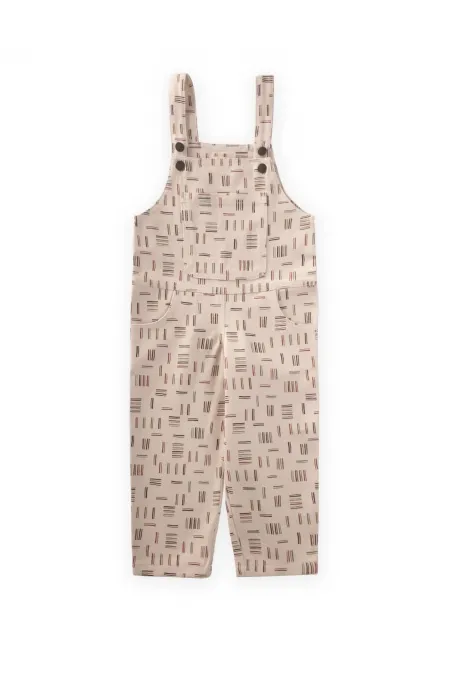 Desenli Gabardin Salopet 2-7 Yaş Ekru Çizgili