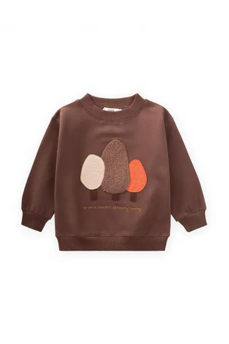 Süzene Nakışlı Sweatshirt 1-7 Yaş Kahve