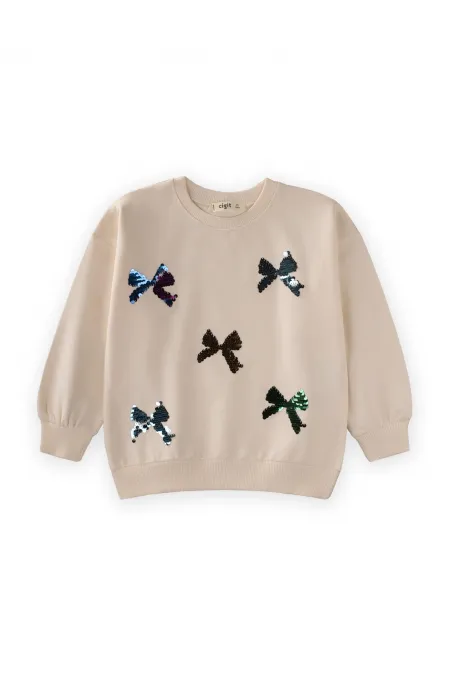 Sequined Sweatshirt 2-10 Years Ecru