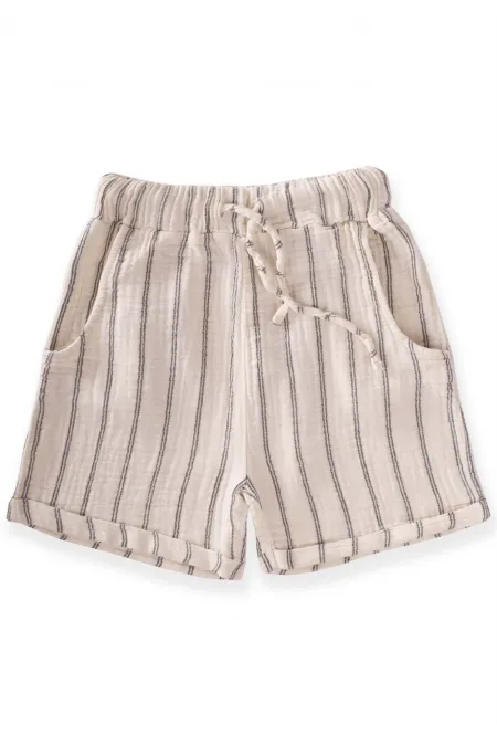 Pantalon Capri en mousseline de coton biologique à jambes doubles, 3-8 ans, rayures doubles