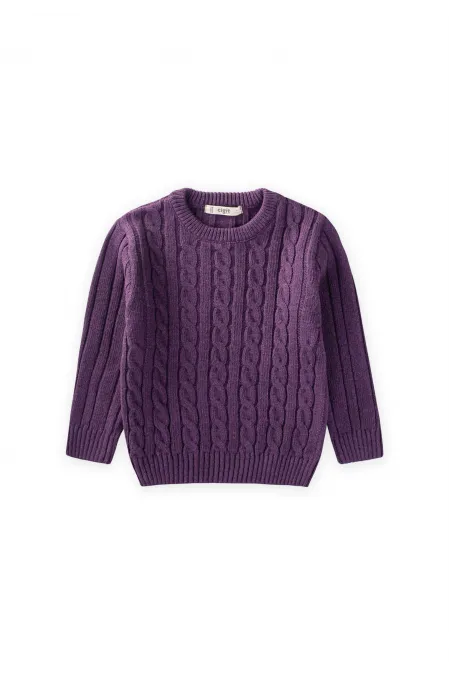 Saç Örgülü Kazak 1-8 Yaş Mor