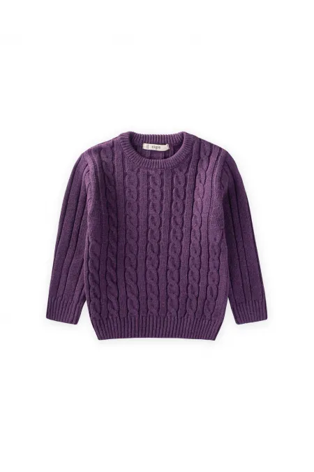 Saç Örgülü Kazak 1-8 Yaş Mor