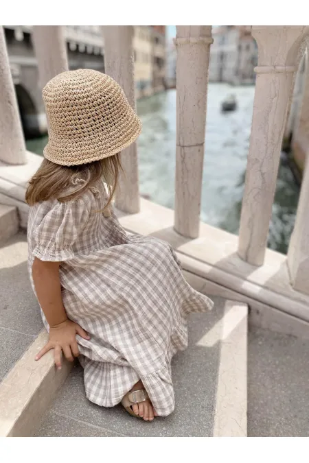 Robe à col à carreaux Peti, 2-10 ans, couleur vison