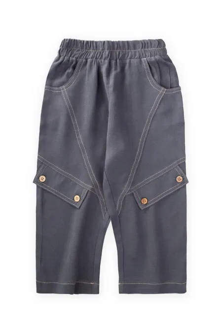 Dizi Kapaklı Keten Pantolon 2-7 Yaş Antrasit